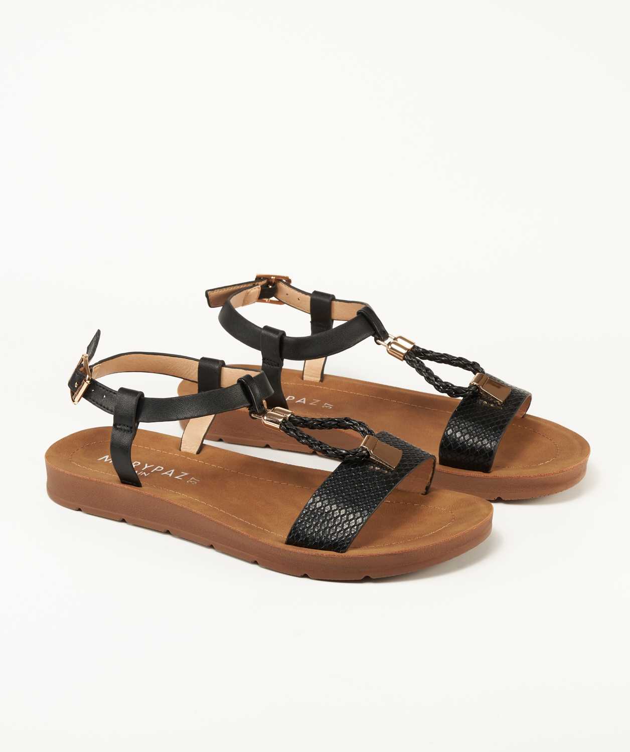 Sandalias planas adorno metálico